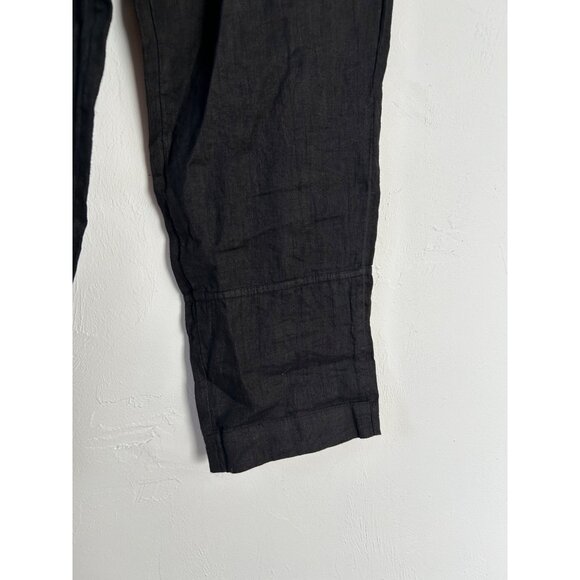 Luna Luz Women's Large Black Linen Blend Wide-Leg Pants With Elastic Waistband - Picture 6 of 13